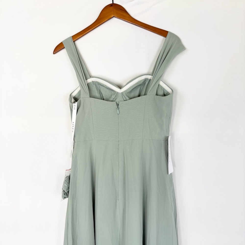NEW Azazie Aaron Agave A Line Off the Shoulder Chiffon Convertible Dress Size A8 - Picture 4 of 6